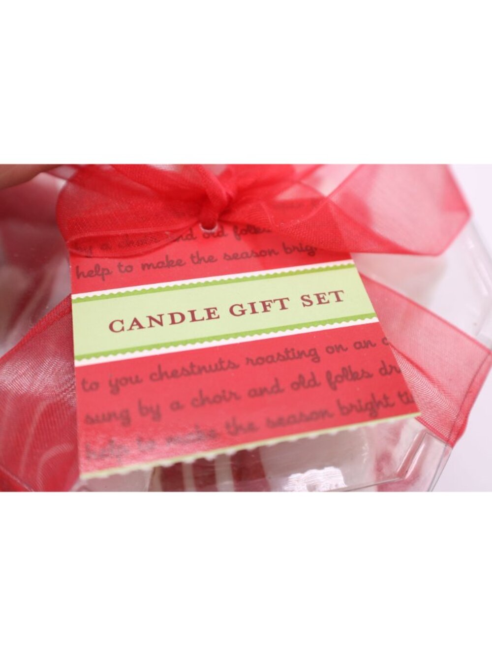 Floating Candle Gift Set Candy Cane Design With Glass Bowl Metal Stand NWOB Vtg - Picture 4 of 10